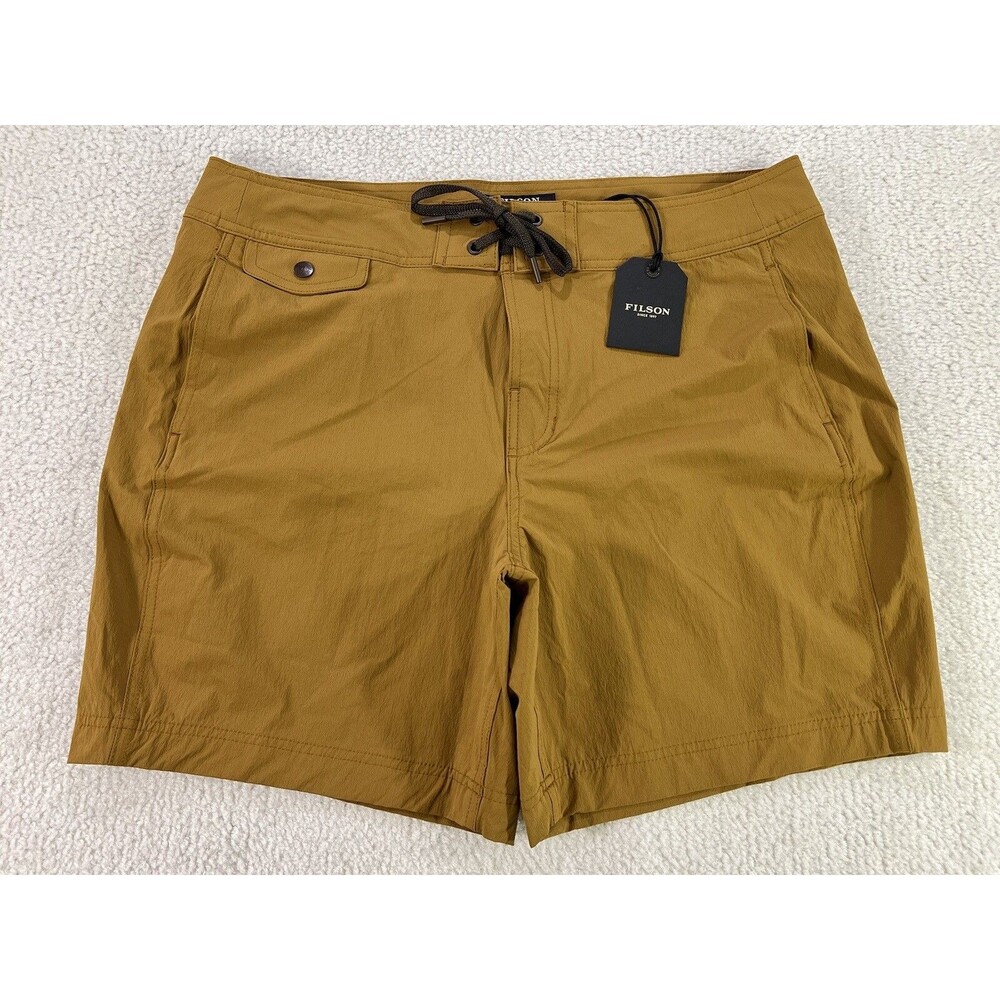 Filson Glacier Bay Trunks Swim Shorts Mens 38 Dark Burlap Tan Bronze Ochre $95